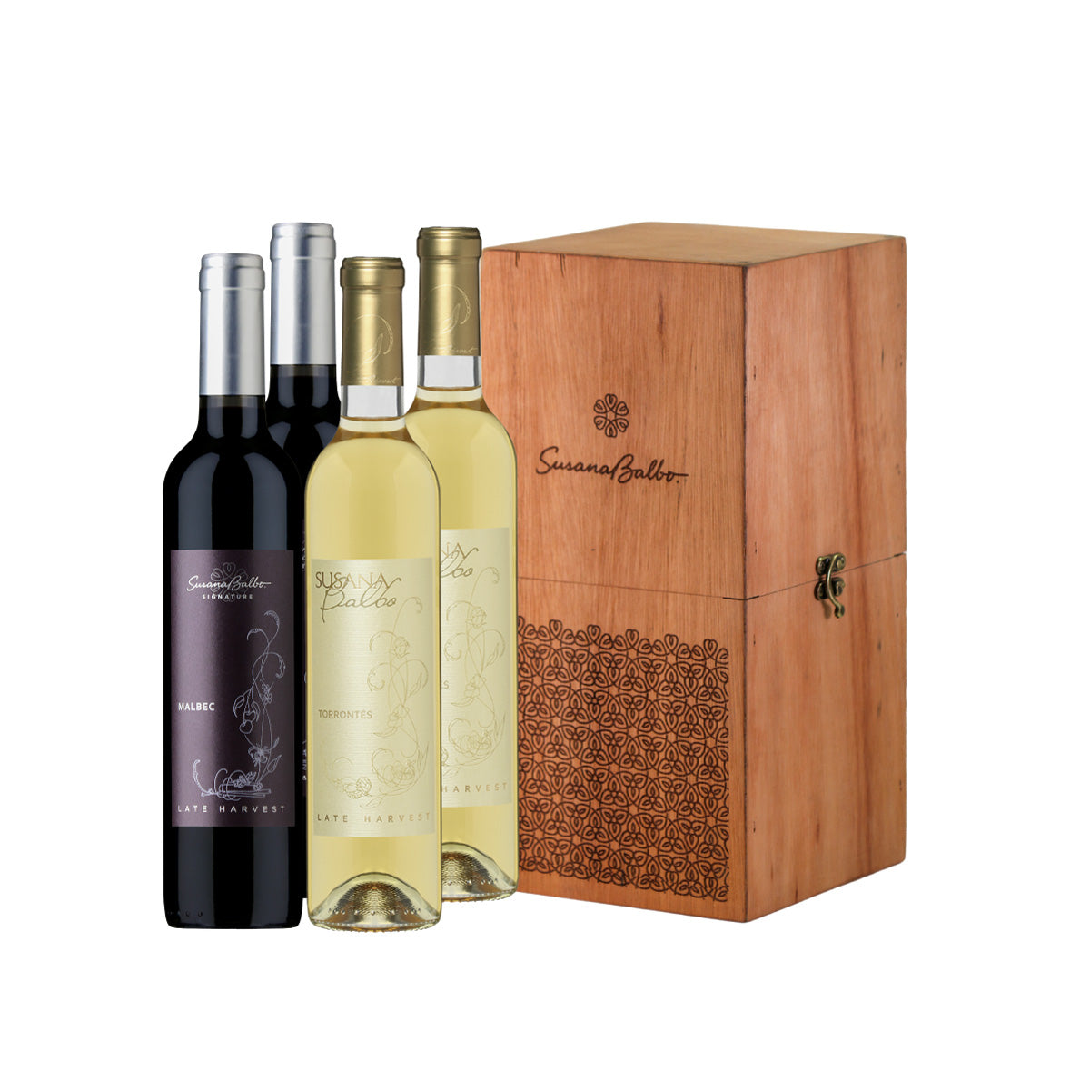 Combo Caja de Madera SBS Late Harvest Malbec Torrontés