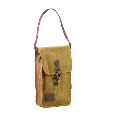 Bolso de cuero gamuzado para 2 botellas de vino